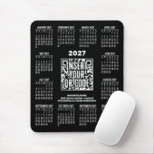 QRコード連絡先情報付きカレンダー 2027 ブラック マウスパッド (マウス)