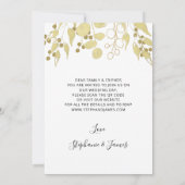 QRコード金ゴールドの葉結婚式招待状 招待状 (裏面)