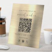 QRコード金ゴールドはソーシャルネッ後を追トワーク上でスキャン 台座サイン (インサイチュ)