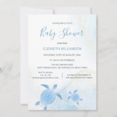 QRコード金ゴールドカメ |男の子の赤ちゃんシャワー 招待状 (正面)