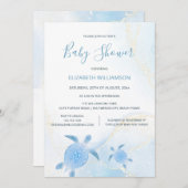 QRコード金ゴールドカメ |男の子の赤ちゃんシャワー 招待状 (正面/裏面)