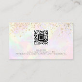 QRコード金ゴールドグリッターホログラフィック赤面ピンク美しい 名刺 (裏面)