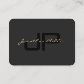 QRコード金ゴールドスクリプト文字エレガントブラックマイティ 名刺 (正面)