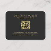 QRコード金ゴールドスクリプト文字エレガントブラックマイティ 名刺 (裏面)