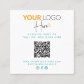 QRコード金ゴールドターコイズ水彩（ばちゃばちゃ）跳ねるロゴ スクエア名刺 (裏面)