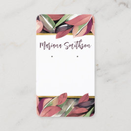 QRコード金ゴールドパステル葉イヤリング表示カード 名刺