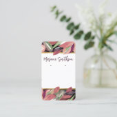 QRコード金ゴールドパステル葉イヤリング表示カード 名刺 (スタンド正面)