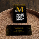 QRコード金ゴールドブラックモノグラムゴールデングリッター輝 名刺