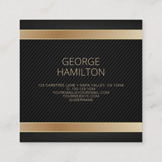 QRコード金ゴールドプロフモダンァイル スクエア名刺 (裏面)