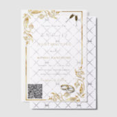 QRコード金ゴールドベラム結婚式招待状テンプレート ベラム紙招待状 (オフセット (招待状))
