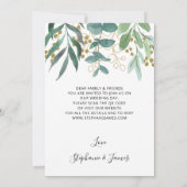 QRコード金ゴールドユーカリプタスベリー結婚式招待状 招待状 (裏面)