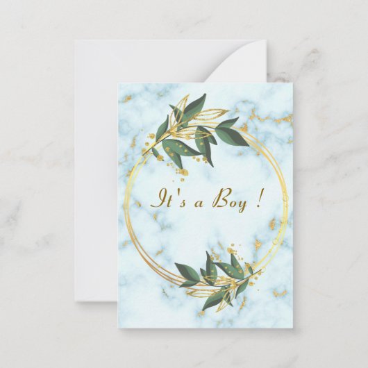 QRコード金ゴールド大理石男の赤ちゃんシャワー招待状 ノートカード (裏面)