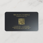 QRコード金ゴールド文字ラウンドコーナーラグジュアリー 名刺 (裏面)