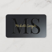 QRコード金ゴールド文字名ラウンドコーナーラグジュアリー 名刺 (正面)