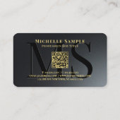 QRコード金ゴールド文字名ラウンドコーナーラグジュアリー 名刺 (裏面)