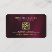 QRコード金ゴールド文字名ラグジュアリーラウンドコーナー 名刺 (裏面)