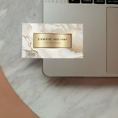 QRコード金ゴールド白大理石エレガントモダン 名刺