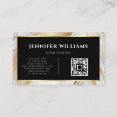 QRコード金ゴールド白大理石フォトグラファーモダン 名刺 (裏面)