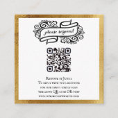 QRコード金ゴールド白黒パーティーイベントRSVP エンクロージャーカード (正面)