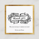 QRコード金ゴールド白黒結婚式RSVP エンクロージャーカード (裏面)