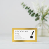 QRコード金ゴールド箔公証人ライタビジネスカード 名刺 (スタンド正面)