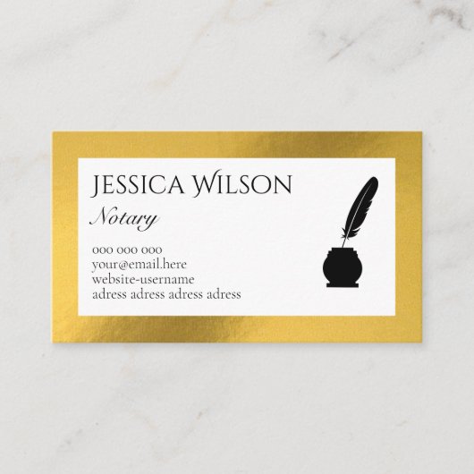 QRコード金ゴールド箔公証人ライタビジネスカード 名刺 (正面)