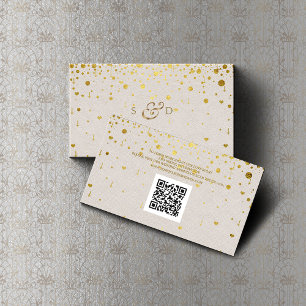 QRコード金ゴールド紙吹雪レザー結婚のウェブサイト 名刺