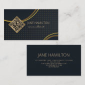 QRコード金ゴールド モダン 名刺 (正面/裏面)