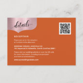 QRコード金属バラ金ゴールドオレンジ色の詳細結婚 エンクロージャーカード (正面)