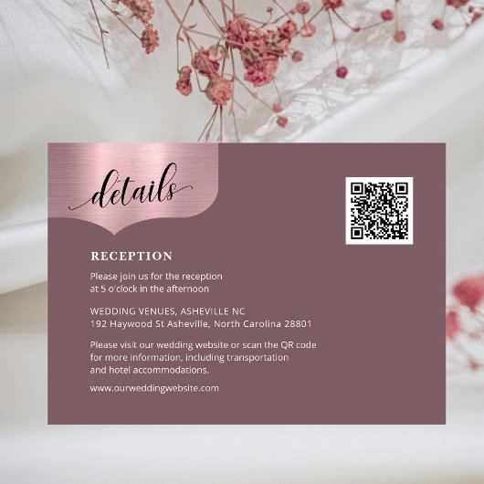 QRコード金属バラ金ゴールドオレンジ色の詳細結婚 エンクロージャーカード