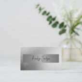 QRコード銀グリッターモダン美しいサロン 名刺 (スタンド正面)