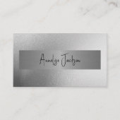 QRコード銀グリッターモダン美しいサロン 名刺 (正面)