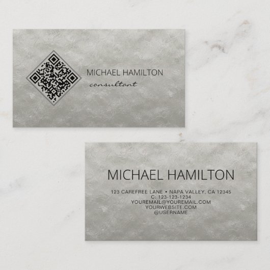 QRコード銀箔プロフモダンァイル名刺 名刺 (正面/裏面)