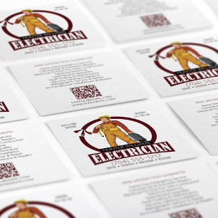 QRコード電気工モダン業者照明業者 スクエア名刺