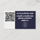 Qrコード青と白の名刺 名刺 (裏面)