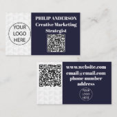 Qrコード青と白の名刺 名刺 (正面/裏面)