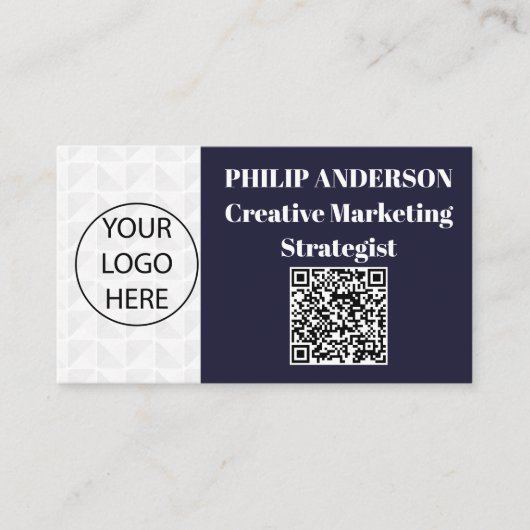 Qrコード青と白の名刺 名刺 (正面)