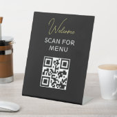 QRコード非接触走査可能メニュー白黒 台座サイン (インサイチュ)