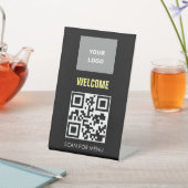 QRコード非接触走査型メニューロゴブラック 台座サイン (インサイチュ)