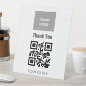 QRコード非接触走査型メニューロゴホワイト 台座サイン (インサイチュ)