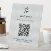 QRコード顧客登録シルバーウェルカム 台座サイン (インサイチュ)