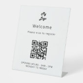 QRコード顧客登録白黒へようこそ 台座サイン (正面)