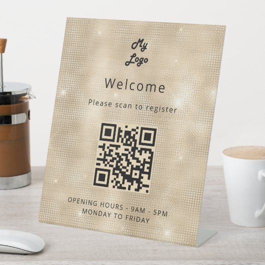 QRコード顧客登録 ゴールドウェルカム 台座サイン (インサイチュ)