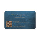 QRコード高級エレガントブルーレザー金ゴールドモノグラム