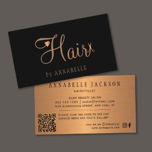 QRコード髪のサロンブラック金ゴールドメタリックヘアスタイリスト 名刺