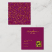 QRコード黄金のドットパターモダンン スクエア名刺 (正面/裏面)