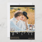 QRコード黒と金ゴールド写真Date Cardを保存 セーブザデート (正面)