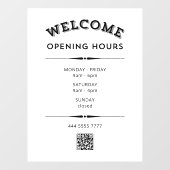 QRコード黒を白に設定したウェルカムオープン時間 ウィンドウサイン (シート)