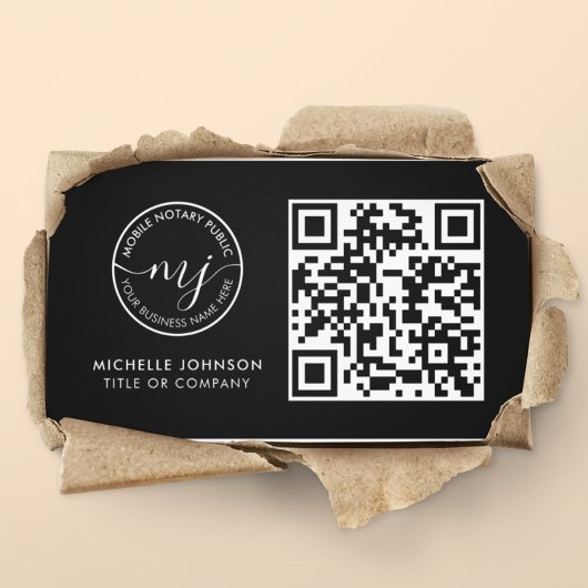 QRコード黒モダン公証人名刺 名刺
