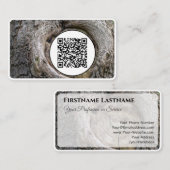 QRコード100%天然の木製オーガニックスタイル（白） 名刺 (正面/裏面)